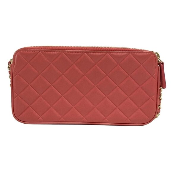 Auth CHANEL Matelasse / Diamond CC - Pink Lambskin Other Style Wallet - Picture 2 of 13